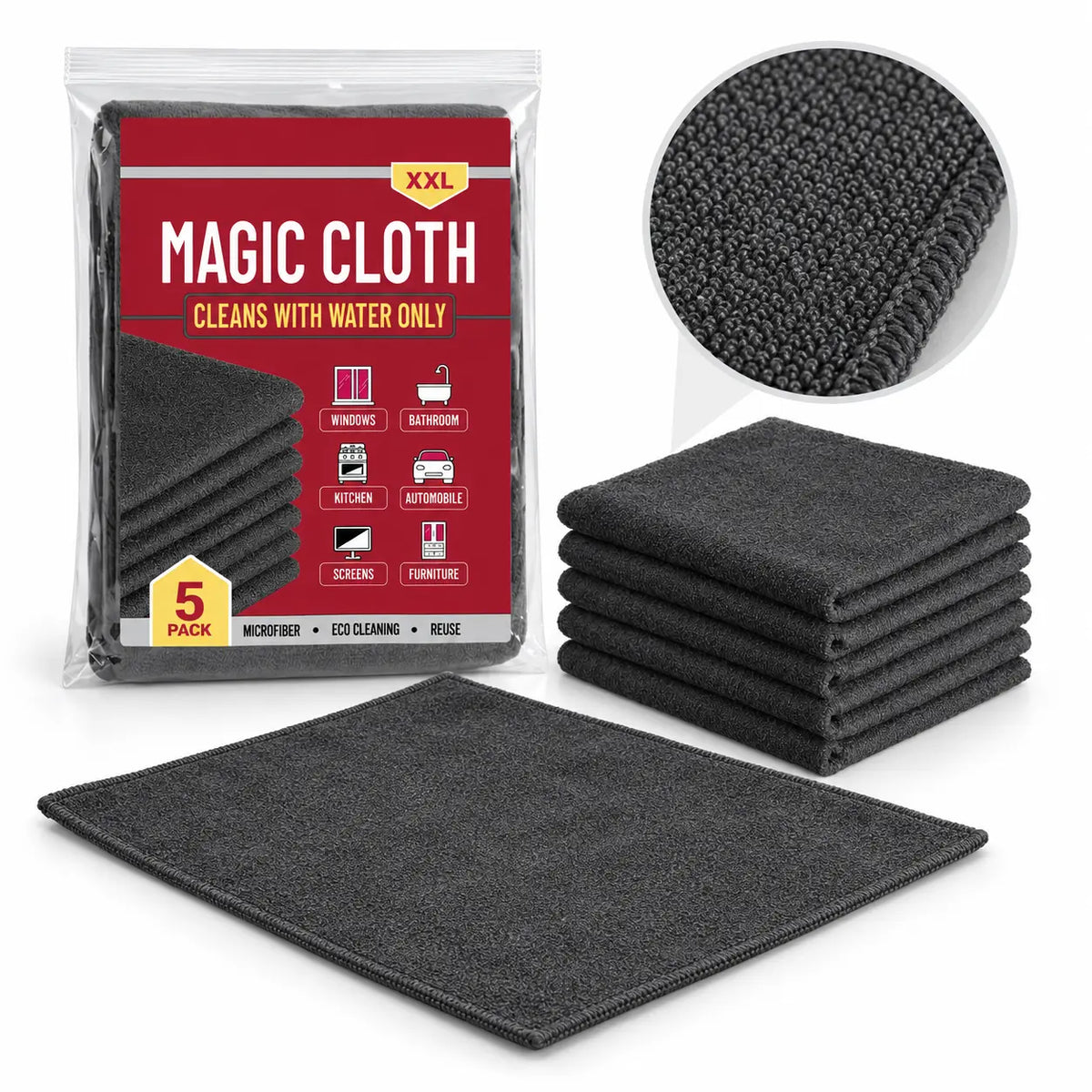 5-Piece Soft Home Cleaning Cloth Set